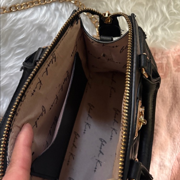 Black Quilted Heart Handbag with Gold Chain - Picture 4 of 6